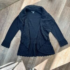 Etcetera Black Cashmere Blend Open Front Cocoon Cardigan Sweater